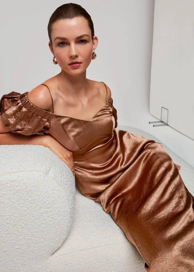 Bronze Faye Bardot Dress Women Whistles Dresses