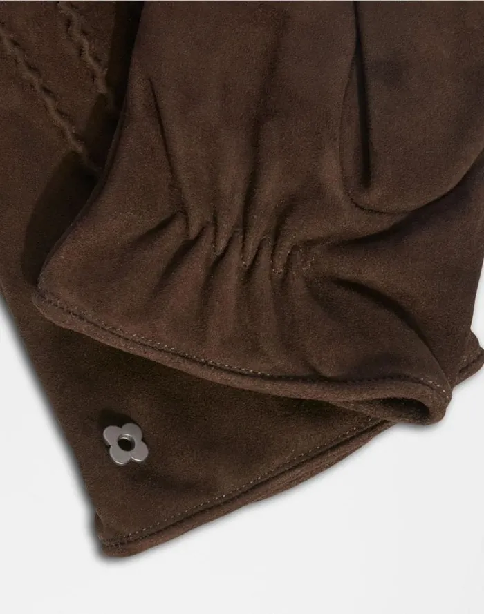 Brown Suede Gloves With Cashmere Lining Men Lardini Scarves and Gloves