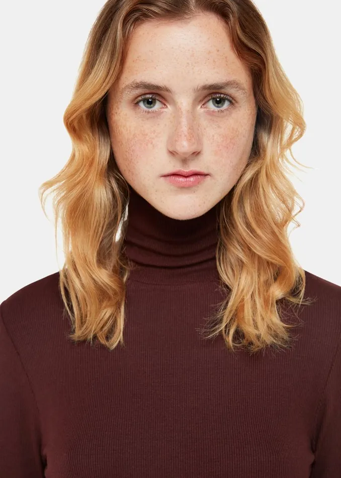Burgundy Essential Ribbed Polo WomenKids Whistles TShirts