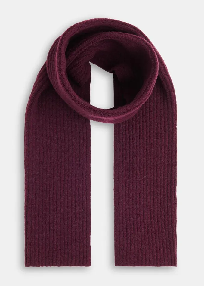 Burgundy Wool Mix Rib Scarf Women Whistles Hats Gloves and Scarves