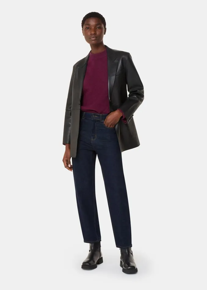 Burgundy Wool Mix Side Split Knit Women Whistles Knitwear and Cashmere
