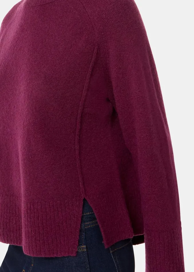 Burgundy Wool Mix Side Split Knit Women Whistles Knitwear and Cashmere