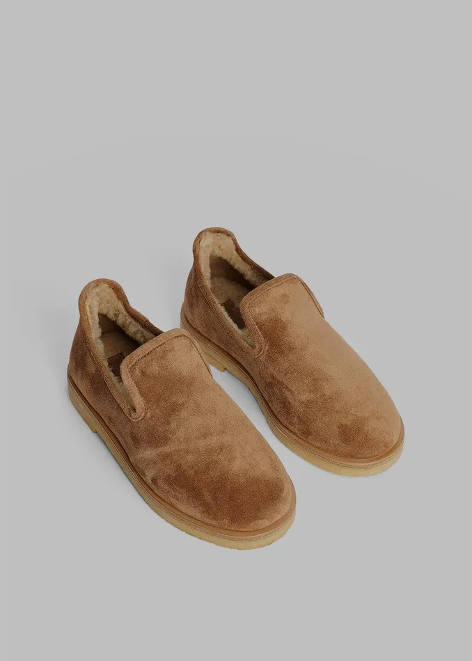 By Malene Birger Romine Suede Slippers 8211 Tobacco Brown Women The Frankie Shop Shoes