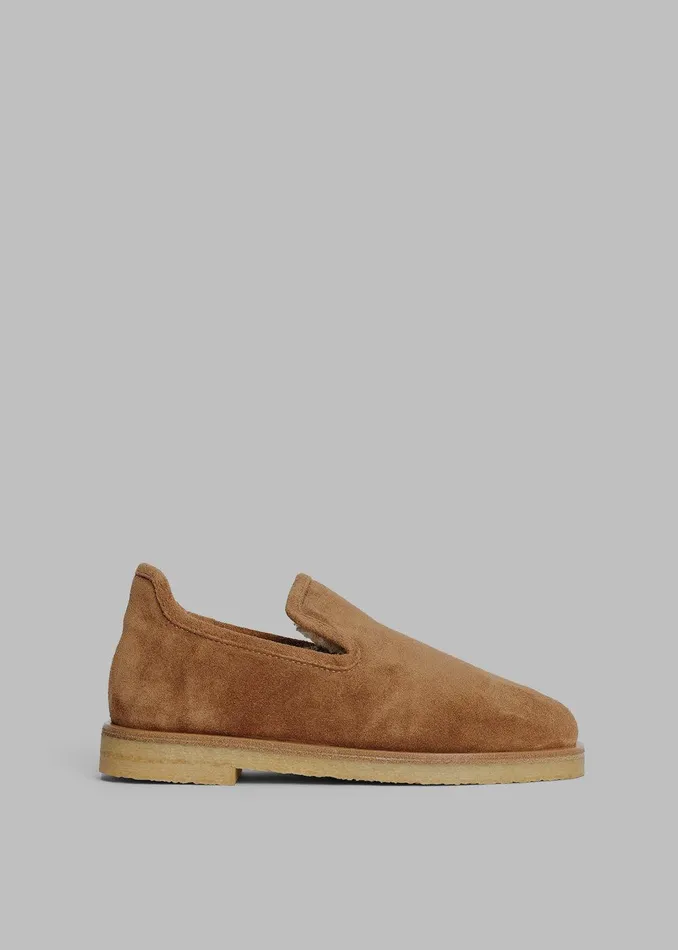 By Malene Birger Romine Suede Slippers 8211 Tobacco Brown Women The Frankie Shop Shoes