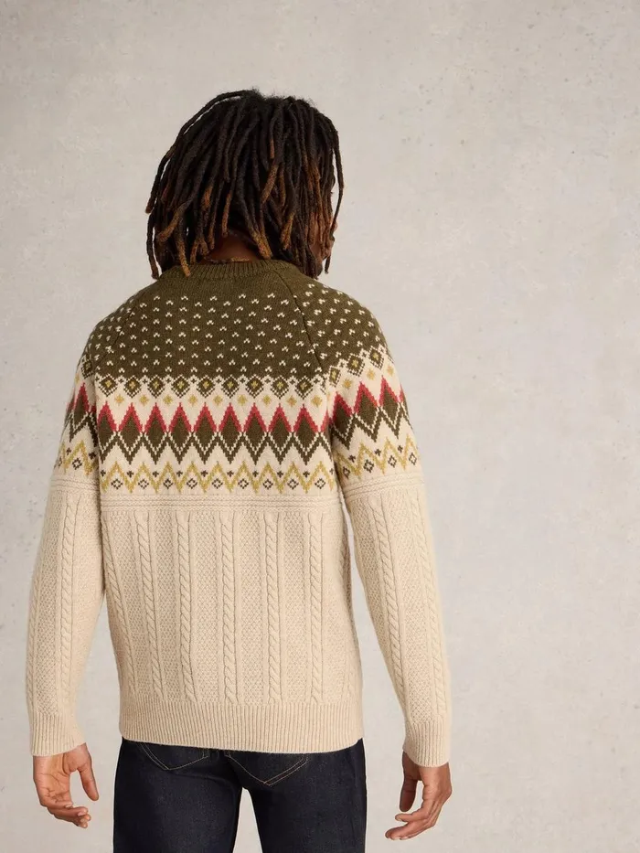 Cable Wool Fairisle Crew Neck Natural Multi Men White Stuff Knitwear Cable Wool Fairisle Crew Neck Natural Multi Men White Stuff Knitwear