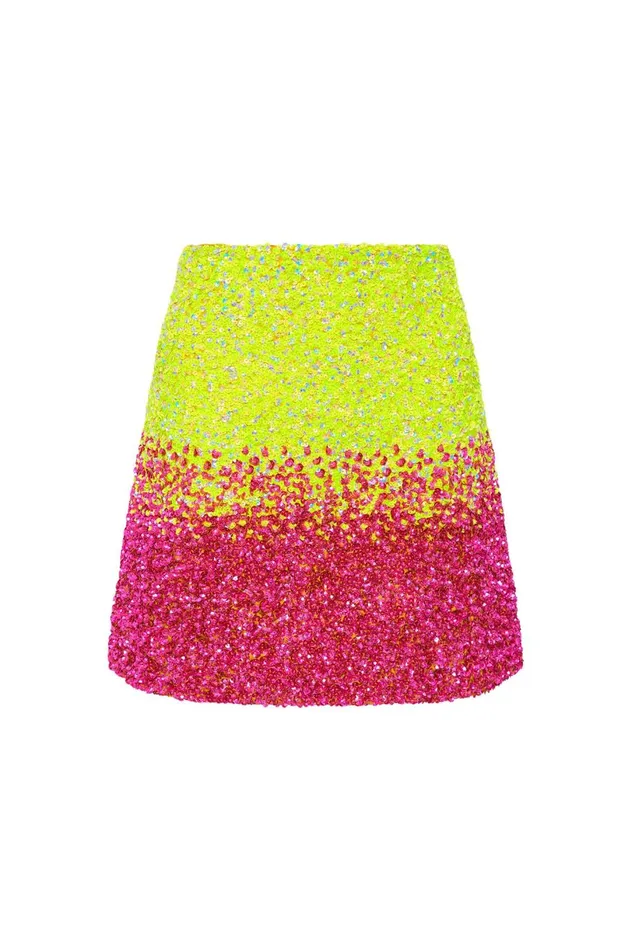 Calypso Ombre Mini Skirt Ombre Light Lime Green Women Aje Skirts Calypso Ombre Mini Skirt Ombre Light Lime Green Women Aje Skirts