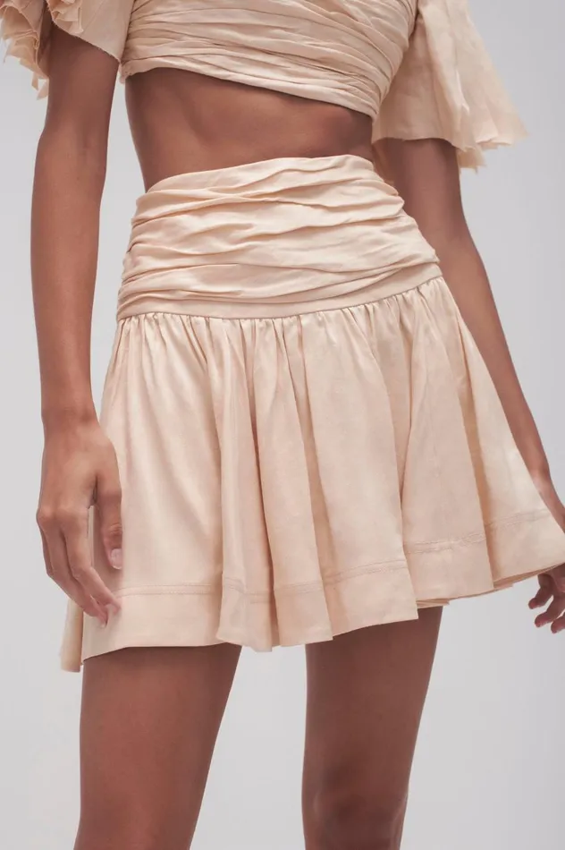 Cari Ruched Waist Mini Skirt Coconut Cream Women Aje Skirts