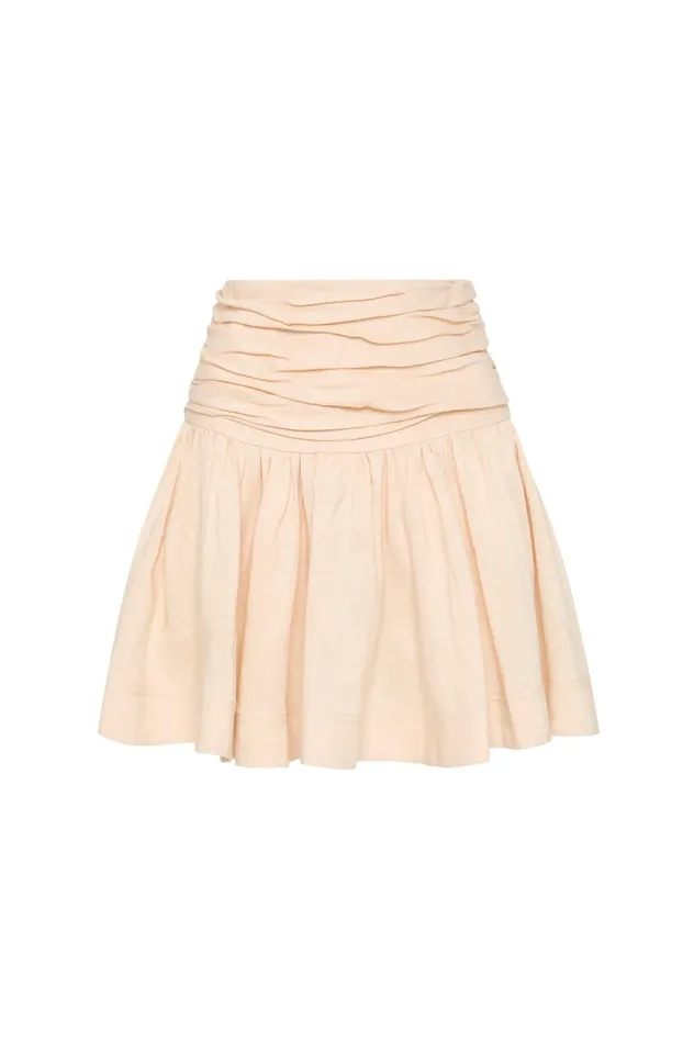Cari Ruched Waist Mini Skirt Coconut Cream Women Aje Skirts Cari Ruched Waist Mini Skirt Coconut Cream Women Aje Skirts