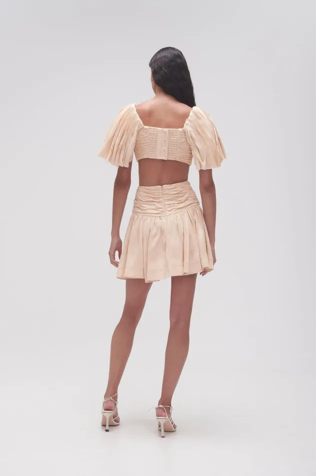 Cari Ruched Waist Mini Skirt Coconut Cream Women Aje Skirts Cari Ruched Waist Mini Skirt Coconut Cream Women Aje Skirts