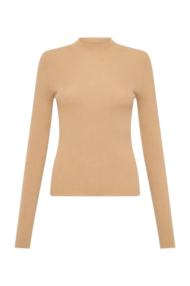 Carolina Rib Knit Top Ecru Beige Women Aje Knitwear and Jumpers Carolina Rib Knit Top Ecru Beige Women Aje Knitwear and Jumpers