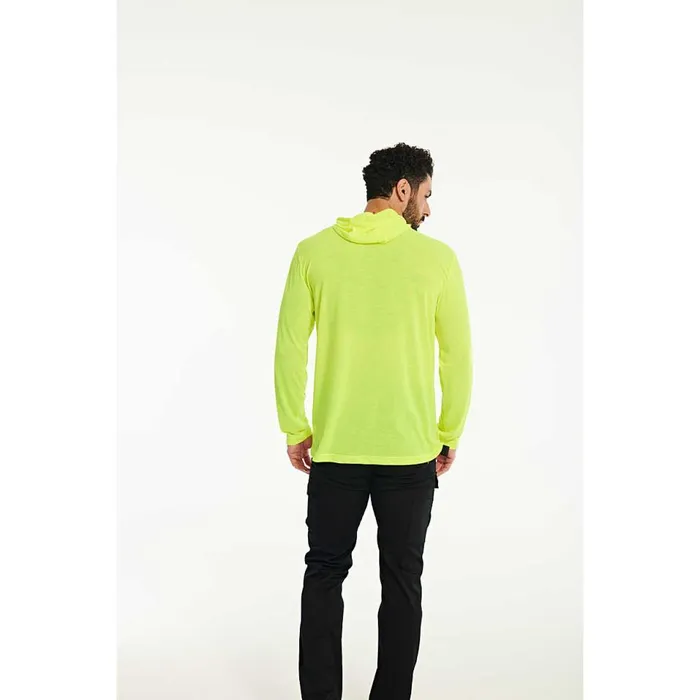 Cat Footwear Tops and Outerwear Men HiVis UPF Hooded Long Sleeve Tee