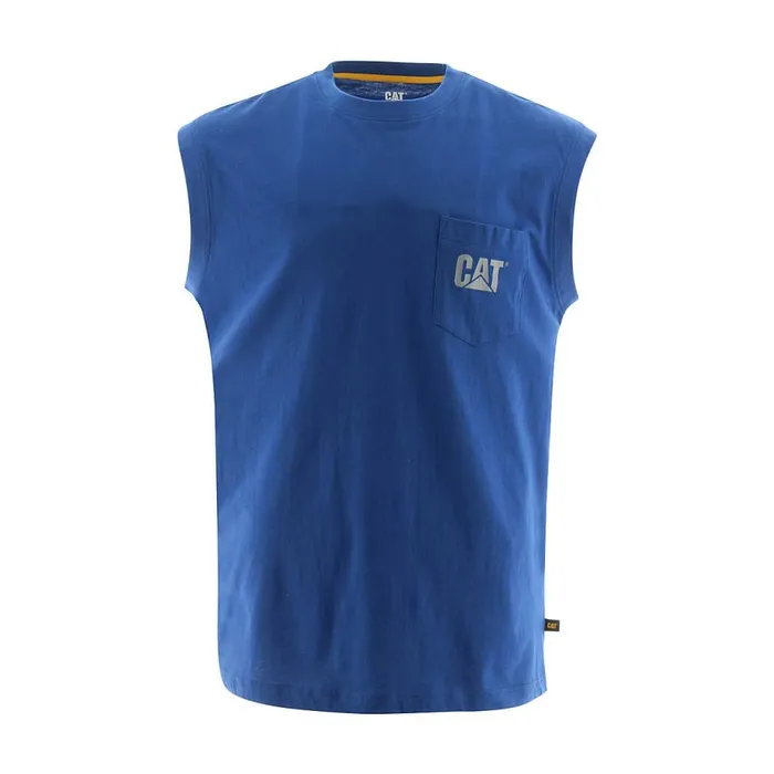 Cat Footwear Tops and Outerwear Men Trademark Sleeveless Pocket Tee
