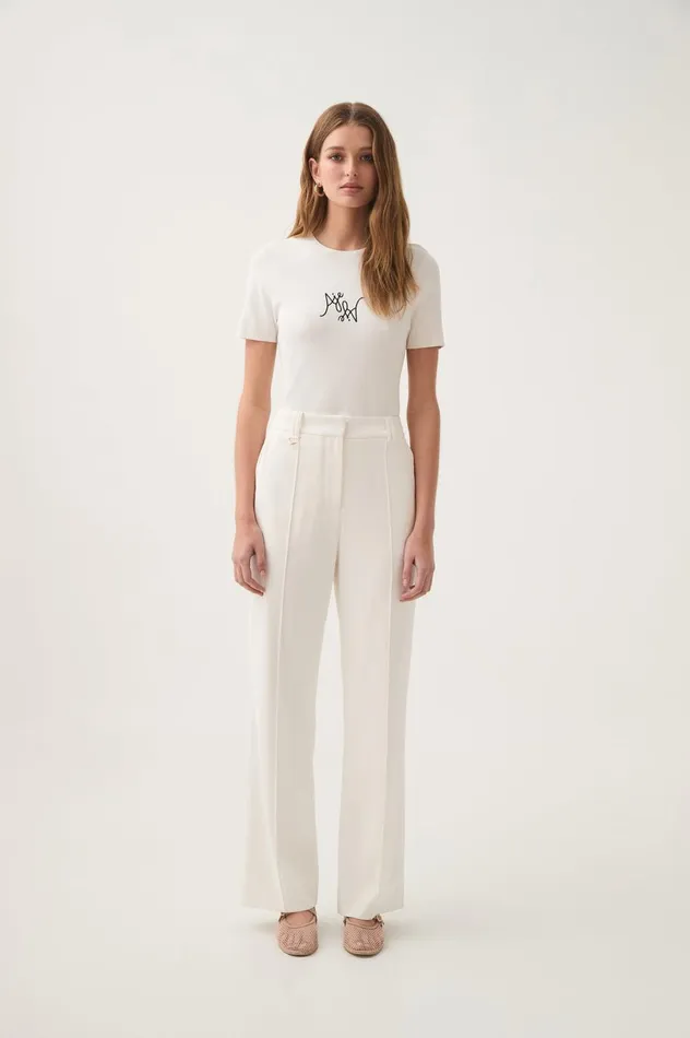 Caterina Tailored Pant Ivory Women Aje Pants Caterina Tailored Pant Ivory Women Aje Pants