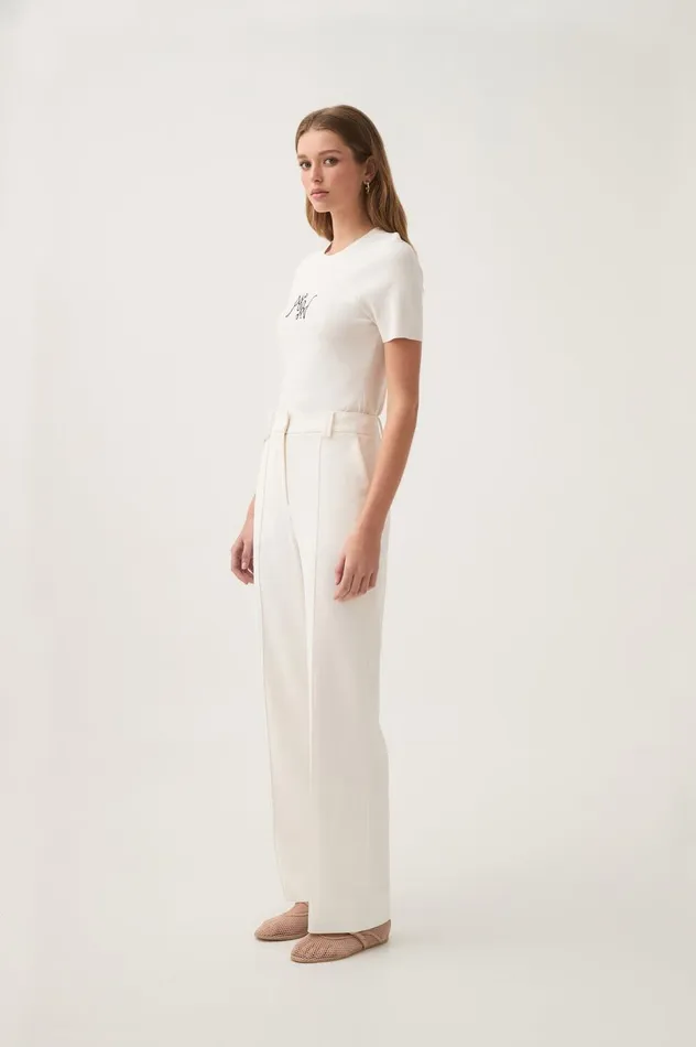 Caterina Tailored Pant Ivory Women Aje Pants Caterina Tailored Pant Ivory Women Aje Pants