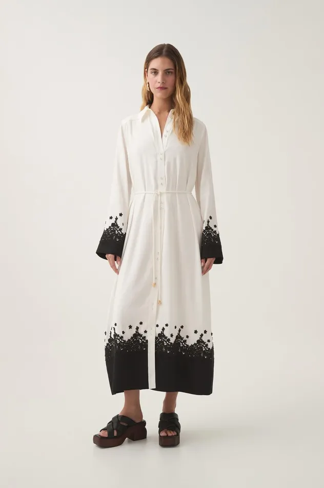 Charmer Lace Trim Midi Dress Ivoryblack Women Aje Dresses Charmer Lace Trim Midi Dress Ivoryblack Women Aje Dresses