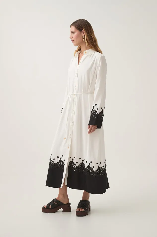 Charmer Lace Trim Midi Dress Ivoryblack Women Aje Dresses Charmer Lace Trim Midi Dress Ivoryblack Women Aje Dresses