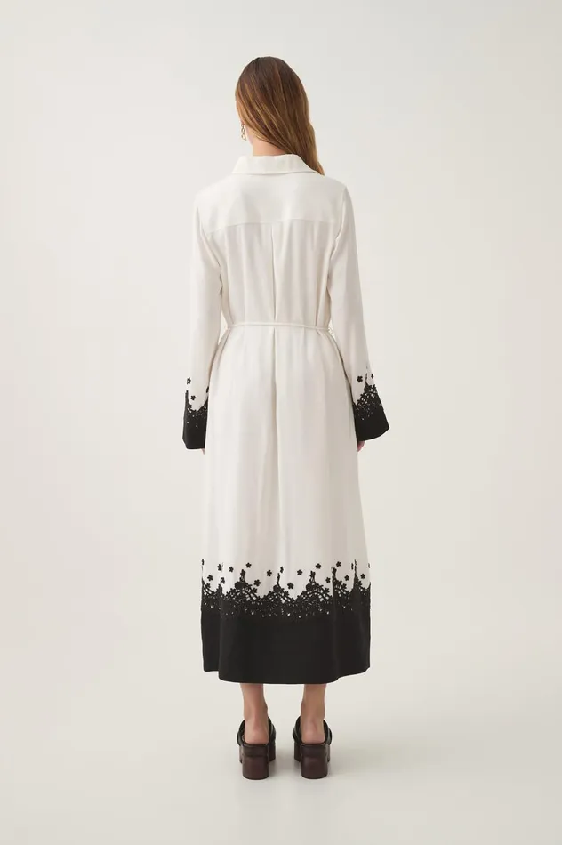 Charmer Lace Trim Midi Dress Ivoryblack Women Aje Dresses Charmer Lace Trim Midi Dress Ivoryblack Women Aje Dresses
