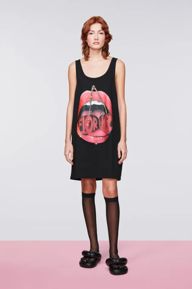 Cherries Graphic Mini Dress Black Black Women Fiorucci