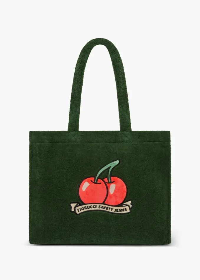 Cherry Towelling Tote Bag Green Green Accessories Fiorucci