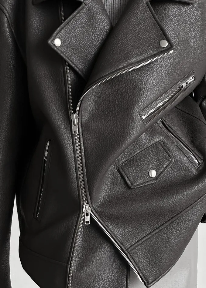 Chicago Oversized Biker Jacket 8211 Charcoal Women The Frankie Shop Clothing