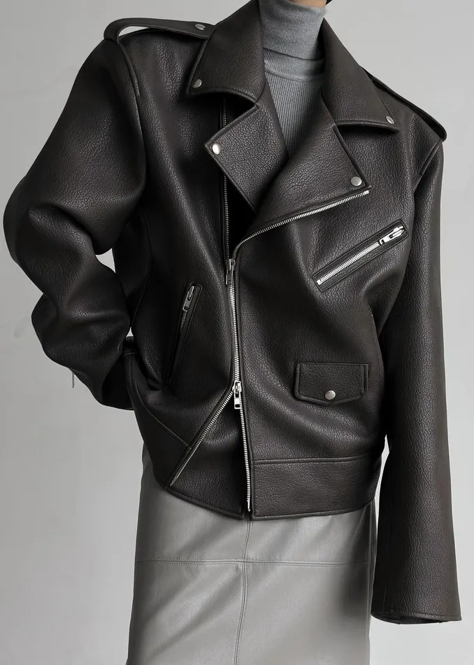 Chicago Oversized Biker Jacket 8211 Charcoal Women The Frankie Shop Clothing