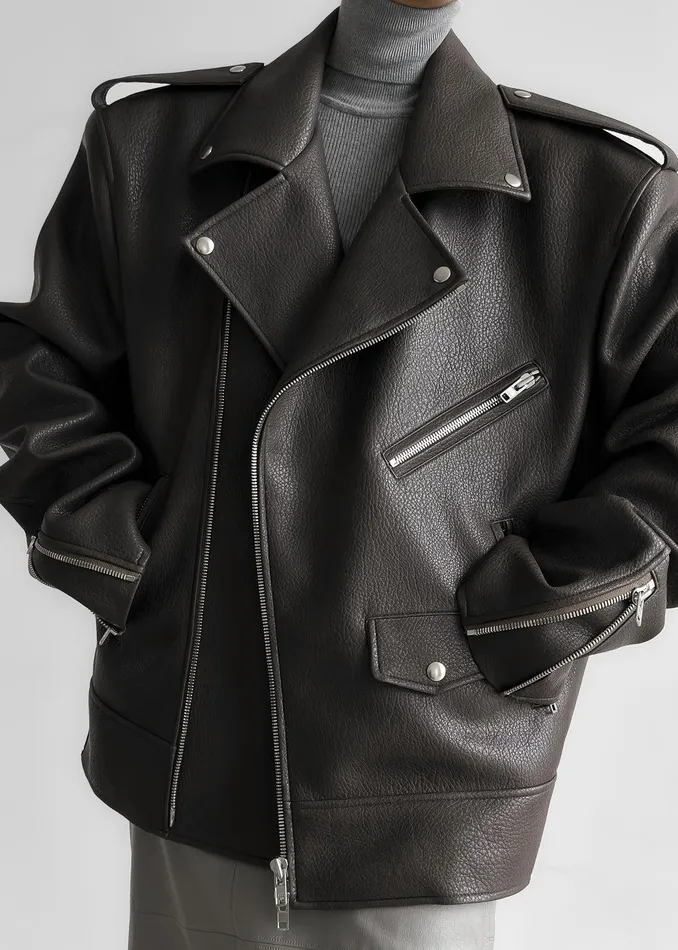 Chicago Oversized Biker Jacket 8211 Charcoal Women The Frankie Shop Clothing
