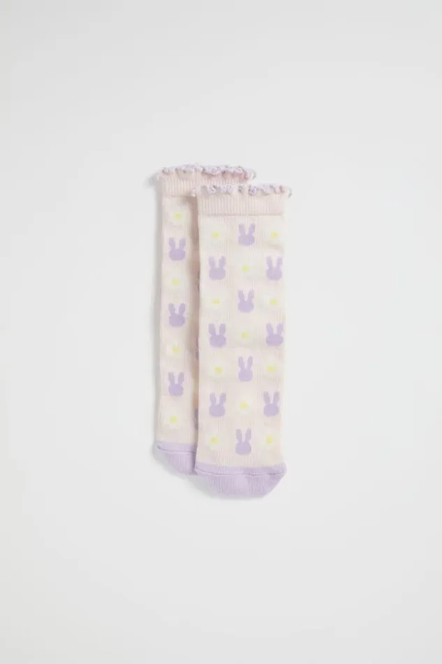 Child Bunny Flower Yardage Sock Multi Seed Heritage Socks