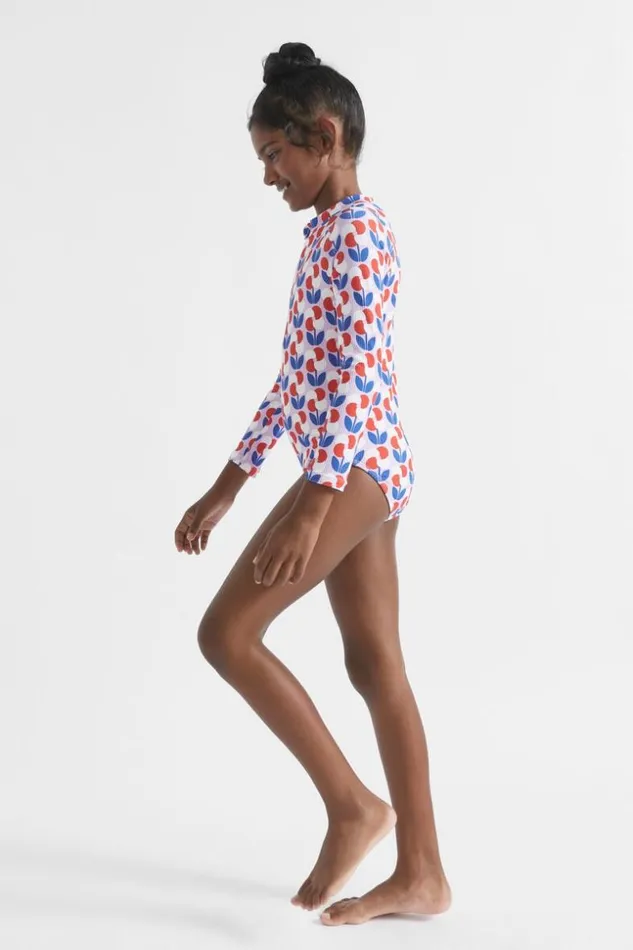 Child Floral Rashsuit Cobalt Blue Seed Heritage Swimwear