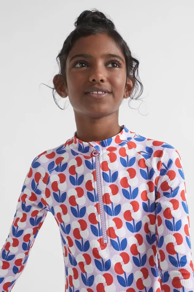 Child Floral Rashsuit Cobalt Blue Seed Heritage Swimwear