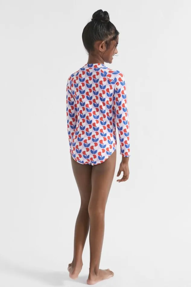 Child Floral Rashsuit Cobalt Blue Seed Heritage Swimwear