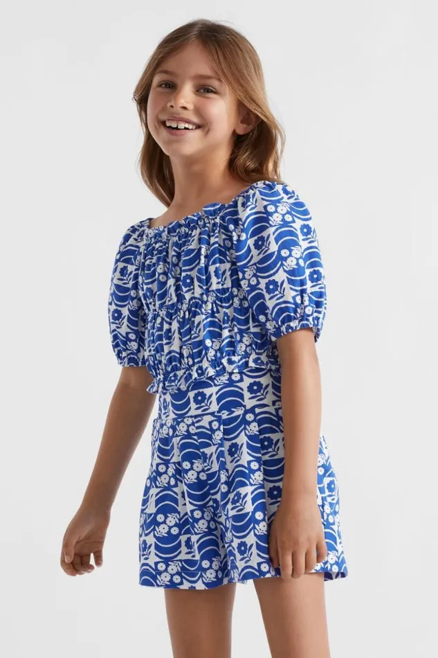 Child Floral Top Cobalt Blue Seed Heritage TShirts and Tops