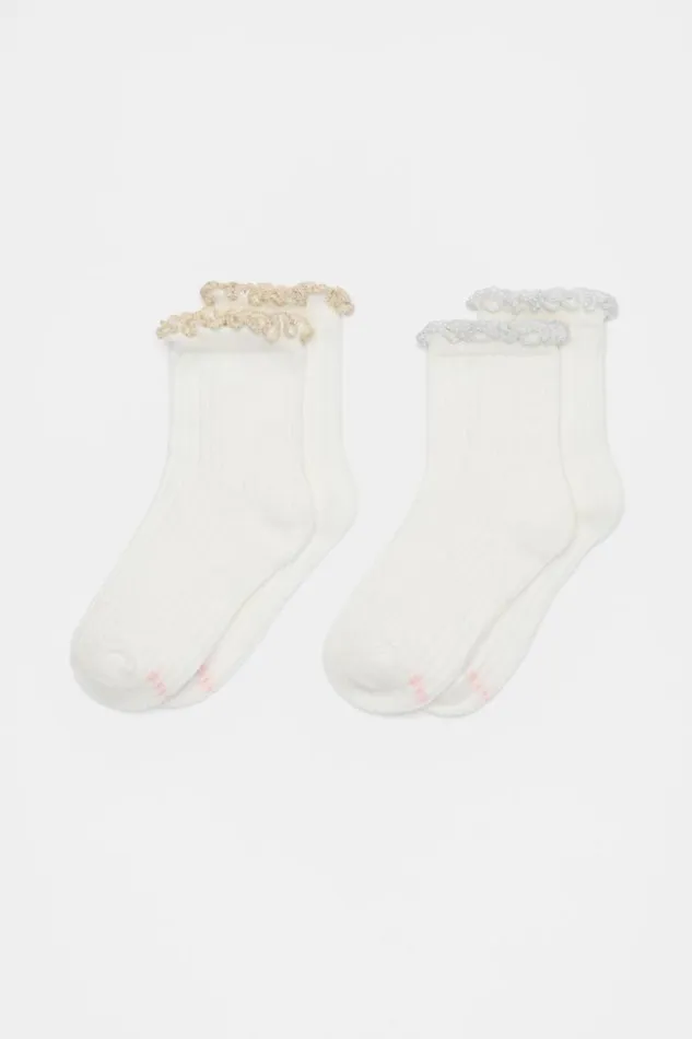 Child Metallic Frill Sock 2 Pack Silver Gold Seed Heritage Socks