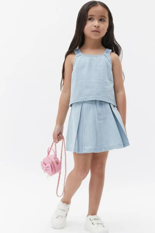 Child Pleat Denim Skirt Ice Blue Wash Seed Heritage Skirts
