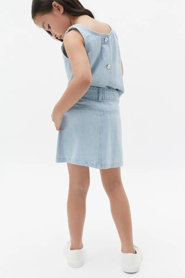 Child Pleat Denim Skirt Ice Blue Wash Seed Heritage Skirts