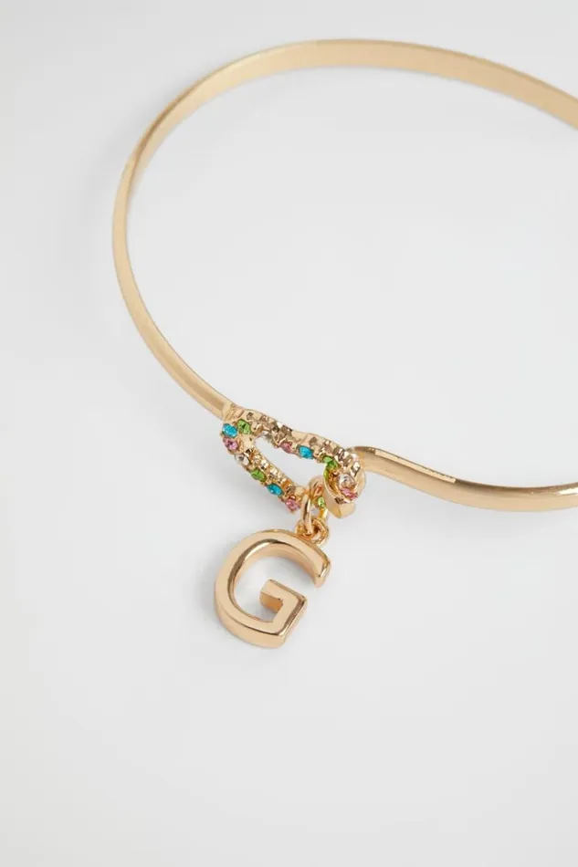 Child Rainbow Heart Initial Bangle G Seed Heritage Jewellery