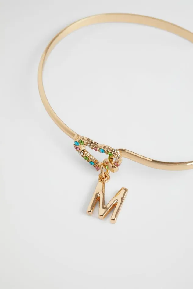 Child Rainbow Heart Initial Bangle M Seed Heritage Jewellery