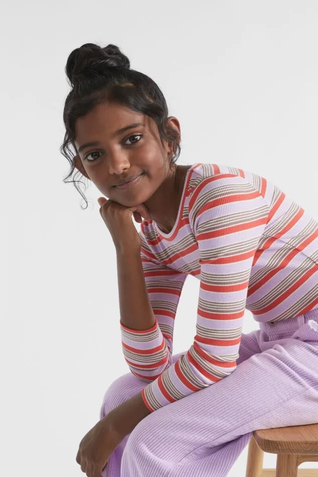 Child Stripe Rib Tee Orchid Seed Heritage TShirts and Tops
