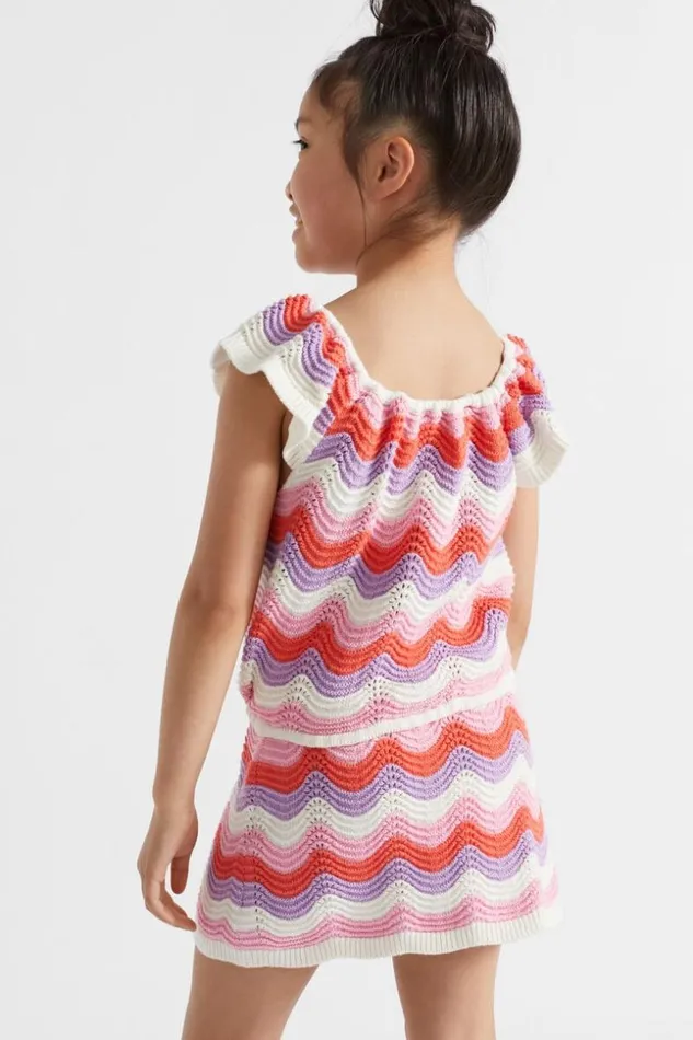 Child Wavy Crochet Top Multi Seed Heritage Knitwear and Sweaters
