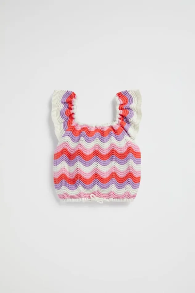 Child Wavy Crochet Top Multi Seed Heritage Knitwear and Sweaters