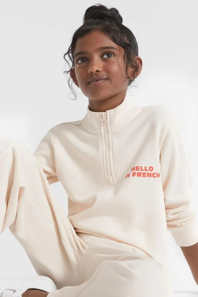 Child Zip Slogan Sweat Creme Seed Heritage TShirts and Tops