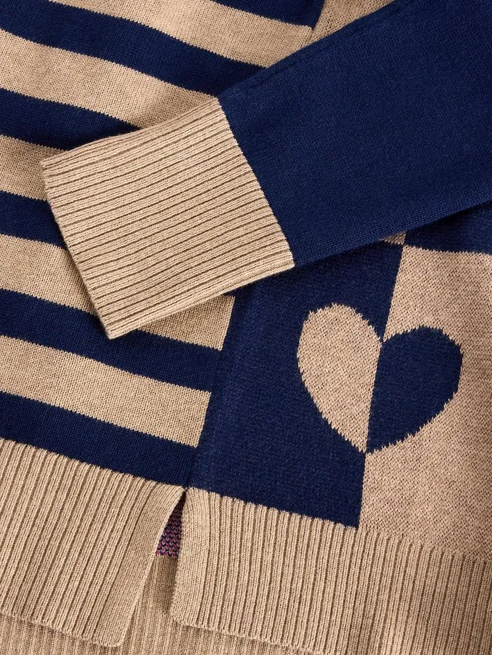 CITY CHECK HEART JUMPER Natural Multi Women White Stuff Knitwear CITY CHECK HEART JUMPER Natural Multi Women White Stuff Knitwear