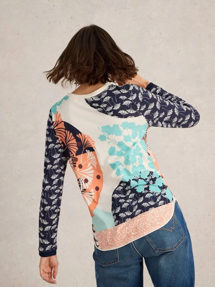 CLARA CREW NECK TSHIRT Blue Print Women White Stuff Tops and Tees CLARA CREW NECK TSHIRT Blue Print Women White Stuff Tops and Tees