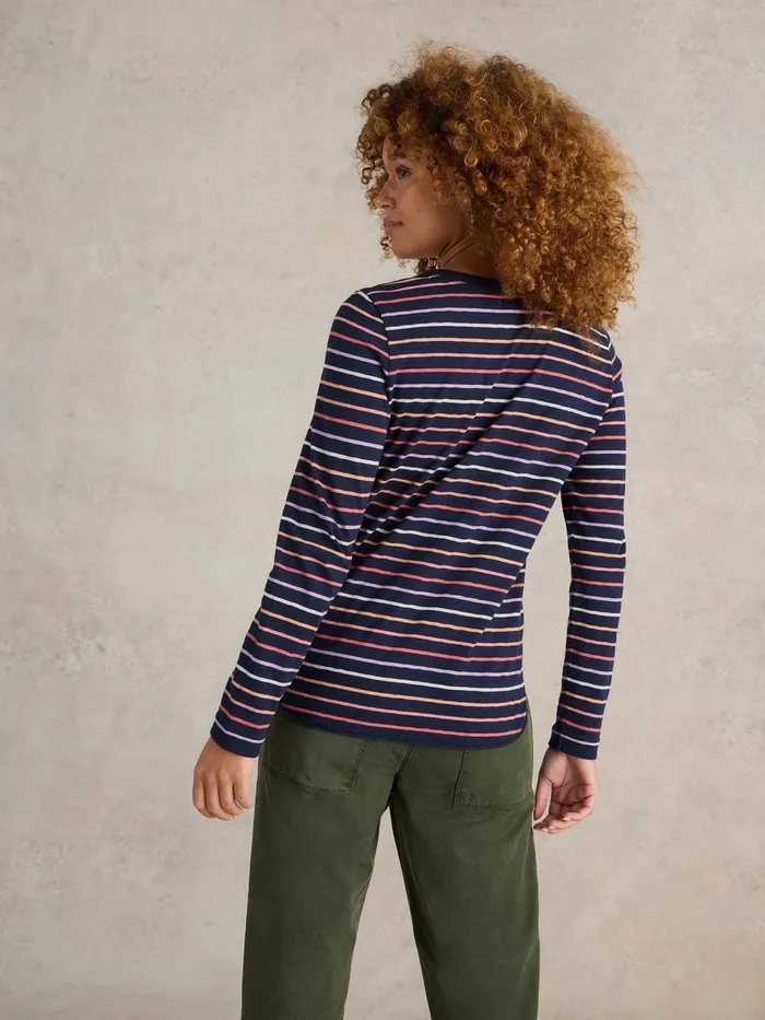 CLARA STRIPE LS TEE Navy Multi Women White Stuff Tops and Tees CLARA STRIPE LS TEE Navy Multi Women White Stuff Tops and Tees