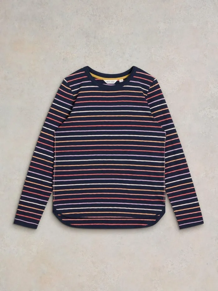 CLARA STRIPE LS TEE Navy Multi Women White Stuff Tops and Tees CLARA STRIPE LS TEE Navy Multi Women White Stuff Tops and Tees