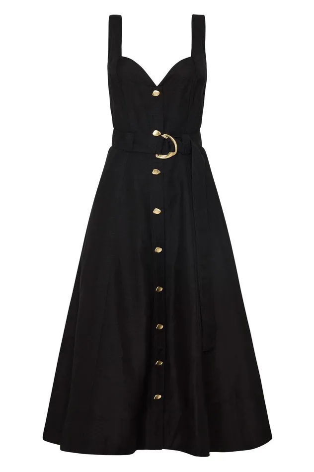 Clay Belted Midi Dress Black Women Aje Dresses Clay Belted Midi Dress Black Women Aje Dresses