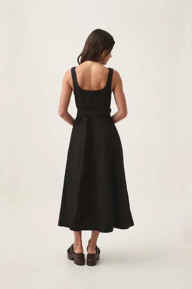 Clay Belted Midi Dress Black Women Aje Dresses Clay Belted Midi Dress Black Women Aje Dresses