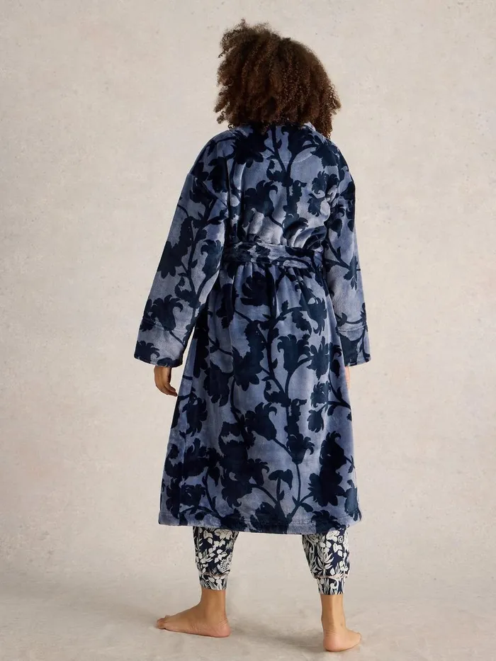 Clover Cosy Dressing Gown Blue Print Women White Stuff Nightwear Clover Cosy Dressing Gown Blue Print Women White Stuff Nightwear