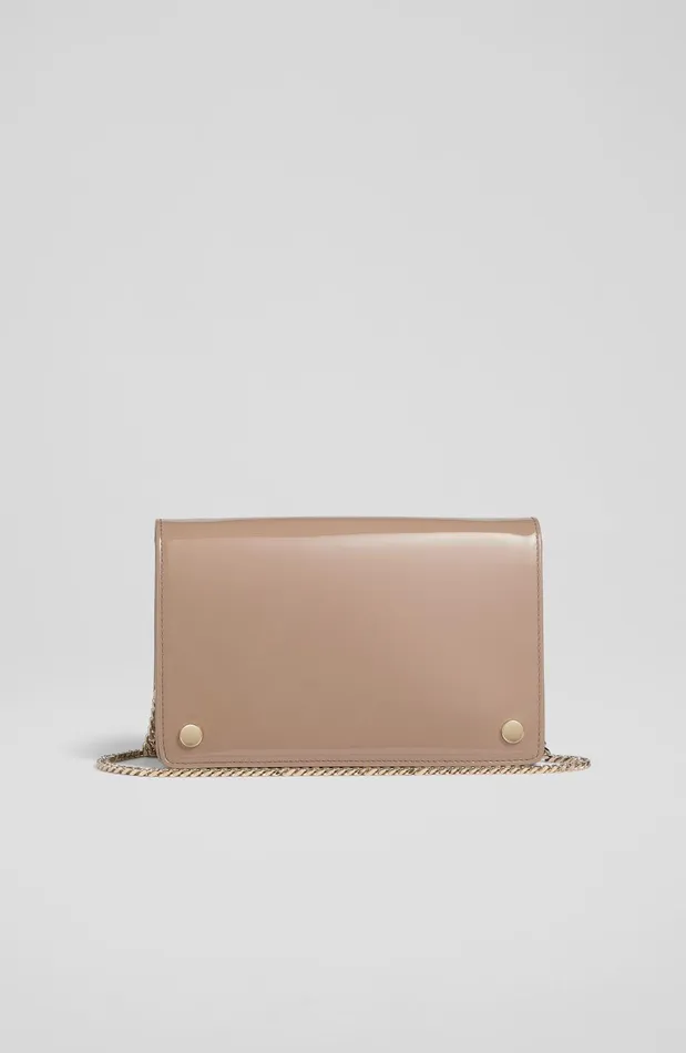 Clutch Bags Women LKBennett Cici Dark Taupe Patent Leather Clutch Bag