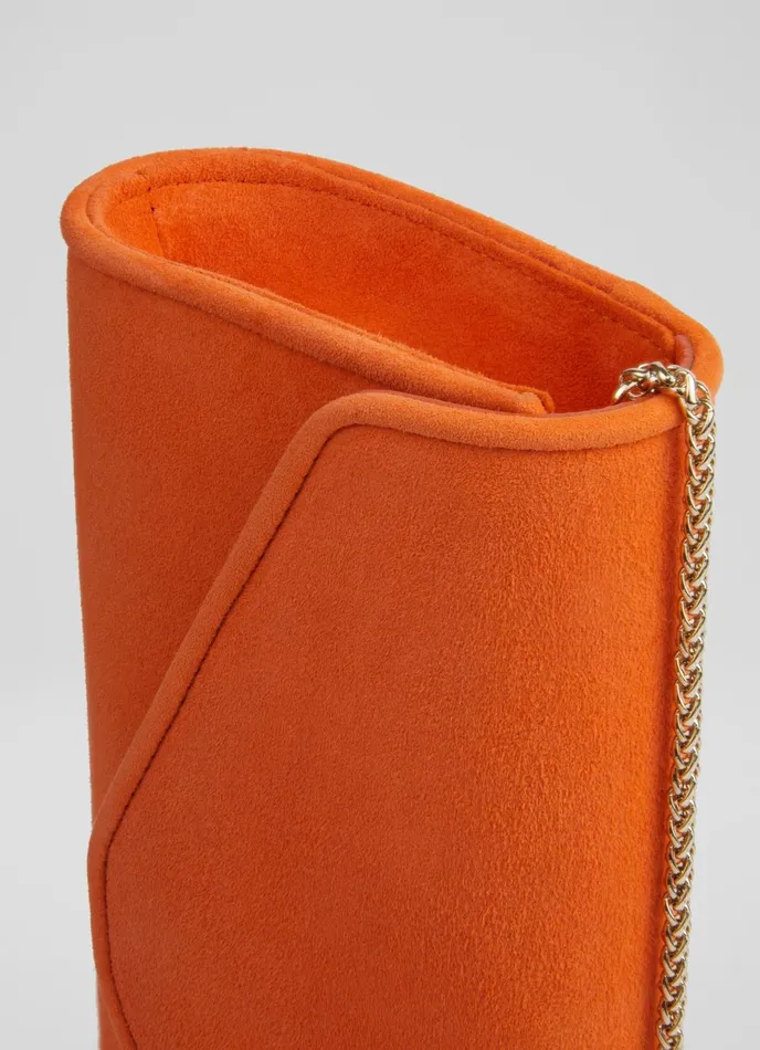 Clutch Bags Women LKBennett Dominica Orange Suede Clutch Bag Clutch Bags Women LKBennett Dominica Orange Suede Clutch Bag