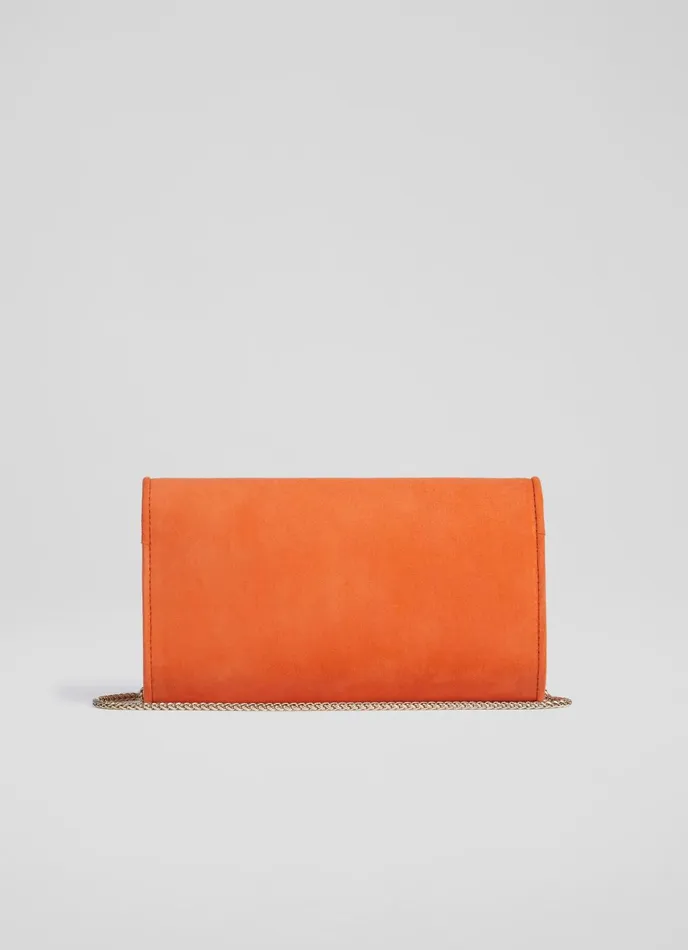 Clutch Bags Women LKBennett Dominica Orange Suede Clutch Bag Clutch Bags Women LKBennett Dominica Orange Suede Clutch Bag